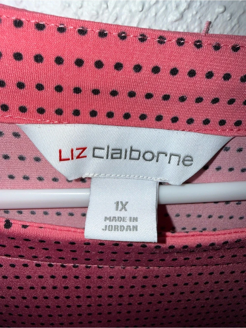 Liz Claiborne Rose-Pink Short Sleeve Dot-Stripe Top - Picture 2 of 6